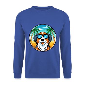 Bernese Mountain Dog Breed Cartoon Sunglass Beach - Unisex Sweatshirt - royal blue - Front - Alina (178cm) & Michal (187cm)
