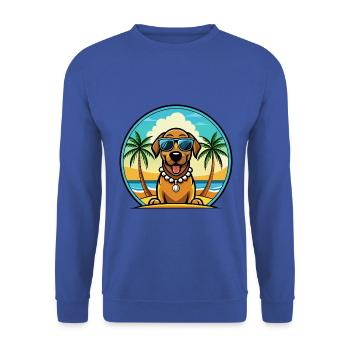 Bayerischer Berghund Hunderasse Cartoon Beach - Unisex Pullover - Royalblau - Vorne - Alina (178cm) & Michal (187cm)