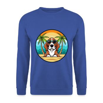 Basset Artesien Normand Hunderasse Cartoon Beach - Unisex Pullover - Royalblau - Vorne - Alina (178cm) & Michal (187cm)