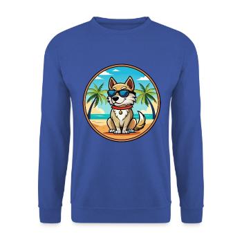 Akbash Hunderasse Cartoon Sonnenbrille Strand - Unisex Pullover - Royalblau - Vorne - Alina (178cm) & Michal (187cm)