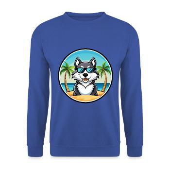 Alaskan Malamute Hunderasse Cartoon Sonnenbrille Strand - Unisex Pullover - Royalblau - Vorne - Alina (178cm) & Michal (187cm)