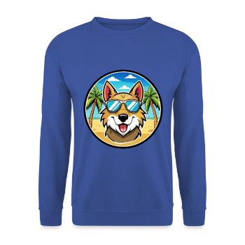Aidi Hunderasse Cartoon Sonnenbrille Strand - Unisex Pullover - Royalblau - Vorne - Alina (178cm) & Michal (187cm)