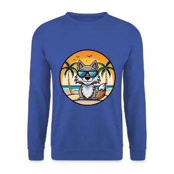 Wolf Lustige Cartoon Sommer Strand Sonnenbrille Aufkleber - Unisex Pullover - Royalblau - Vorne - Alina (178cm) & Michal (187cm)