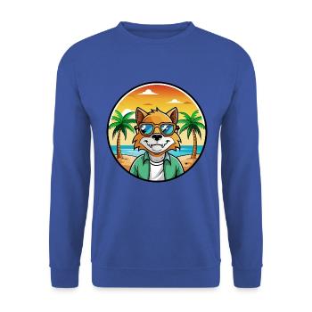 Deutsche Rex Katzenrasse Cartoon Sonnenbrille Strand - Unisex Pullover - Royalblau - Vorne - Alina (178cm) & Michal (187cm)