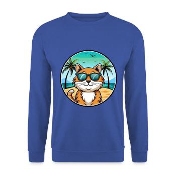 California Spangled Cat Breed Cartoon Sunglasses - Unisex Sweatshirt - royal blue - Front - Alina (178cm) & Michal (187cm)