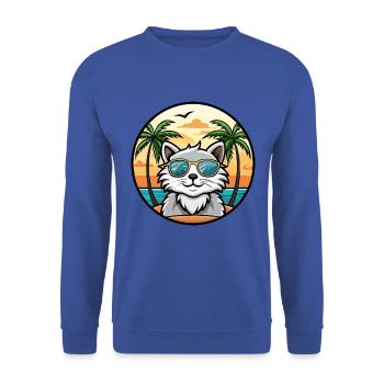 Selkirk Rex Katzenrasse Cartoon Sonnenbrille Strand - Unisex Pullover - Royalblau - Vorne - Alina (178cm) & Michal (187cm)