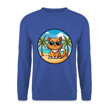 Ingwer Langhaar Katze Rasse Cartoon Sonnenbrille Strand - Unisex Pullover - Royalblau - Vorne - Alina (178cm) & Michal (187cm)