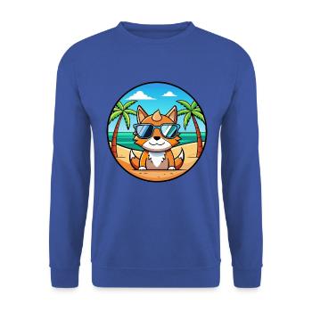 Deutsche Rex Katzenrasse Cartoon Sonnenbrille Strand - Unisex Pullover - Royalblau - Vorne - Alina (178cm) & Michal (187cm)