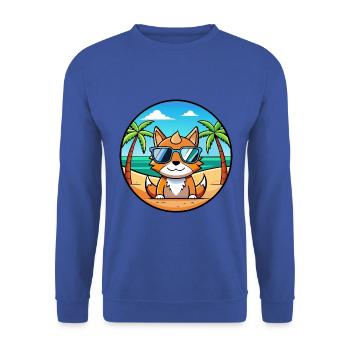 Deutsche Rex Katzenrasse Cartoon Sonnenbrille Strand - Unisex Pullover - Royalblau - Vorne - Alina (178cm) & Michal (187cm)