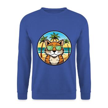 California Spangled Cat Breed Cartoon Sunglasses - Unisex Sweatshirt - royal blue - Front - Alina (178cm) & Michal (187cm)
