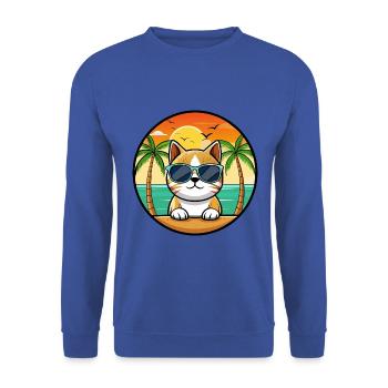 Burmesische Katzenrasse Cartoon Sonnenbrille Strand - Unisex Pullover - Royalblau - Vorne - Alina (178cm) & Michal (187cm)