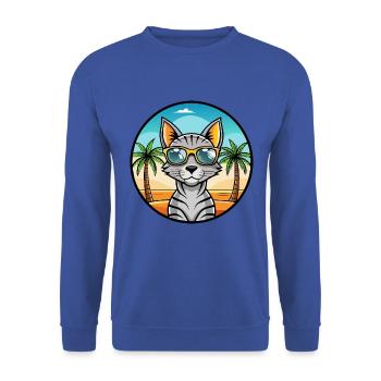 Arabische ägyptische Mau-Katzenrasse Cartoon-Sonnenbrille - Unisex Pullover - Royalblau - Vorne - Alina (178cm) & Michal (187cm)
