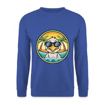 Ente Lustige Cartoon Sommer Strand Sonnenbrille Aufkleber - Unisex Pullover - Royalblau - Vorne - Alina (178cm) & Michal (187cm)
