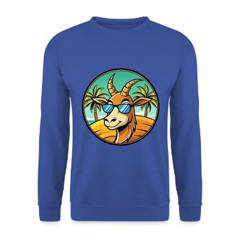 Antelope Funny Cartoon Summer Beach Sunglasses - Unisex Sweatshirt - royal blue - Front - Alina (178cm) & Michal (187cm)