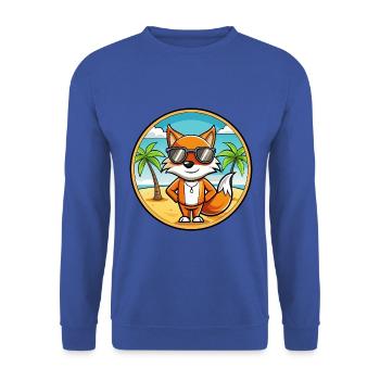Fuchs Lustige Cartoon Sommer Strand Sonnenbrille Aufkleber - Unisex Pullover - Royalblau - Vorne - Alina (178cm) & Michal (187cm)