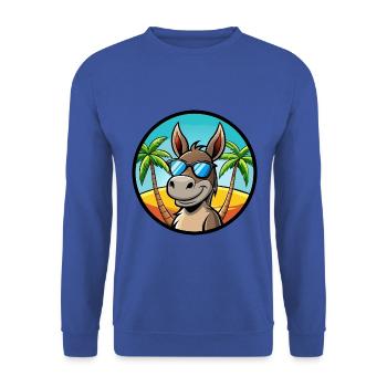Esel Lustige Cartoon Sommer Strand Sonnenbrille Cool - Unisex Pullover - Royalblau - Vorne - Alina (178cm) & Michal (187cm)