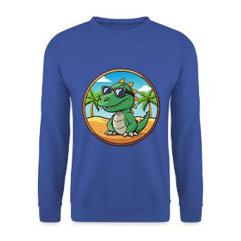 Dinosaur Funny Cartoon Summer Beach Sunglasses - Unisex Sweatshirt - royal blue - Front - Alina (178cm) & Michal (187cm)