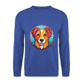 Kyi Leo Hunderasse Bunte Aquarell-Illustration - Unisex Pullover - Royalblau - Vorne - Alina (178cm) & Michal (187cm)