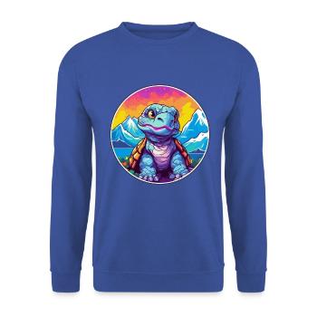 Schildkröte Aquarell Karikatur Kawaii Haustier Tier Farbe - Unisex Pullover - Royalblau - Vorne - Alina (178cm) & Michal (187cm)
