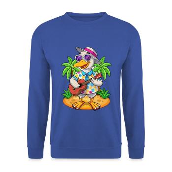 Lustige Gans Sommer Strand Sonnenbrille Hawaiianisch - Unisex Pullover - Royalblau - Vorne - Alina (178cm) & Michal (187cm)