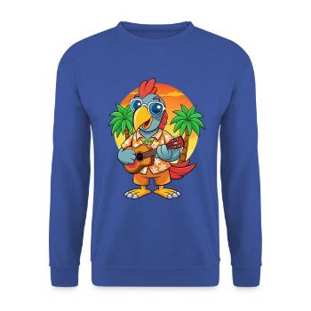 Lustige Papagei Sommer Strand Sonnenbrille Hawaiianisch - Unisex Pullover - Royalblau - Vorne - Alina (178cm) & Michal (187cm)