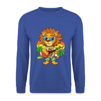 Funny Lion Summer Beach Sunglasses Hawaiian - Unisex Sweatshirt - royal blue - Front - Alina (178cm) & Michal (187cm)