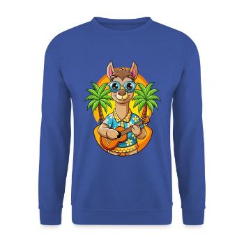 Lustige Lama Sommer Strand Sonnenbrille Hawaiianisch - Unisex Pullover - Royalblau - Vorne - Alina (178cm) & Michal (187cm)