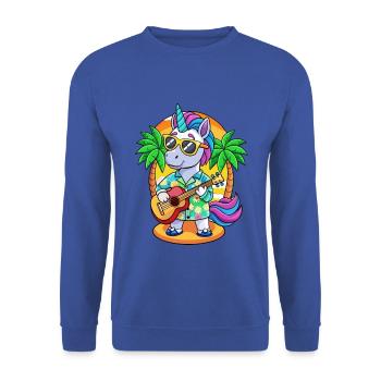 Lustige Einhorn Cartoon Sommer Strand Sonnenbrille - Unisex Pullover - Royalblau - Vorne - Alina (178cm) & Michal (187cm)
