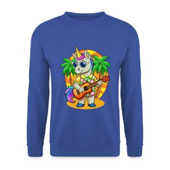 Lustige Einhorn Cartoon Sommer Strand Sonnenbrille - Unisex Pullover - Royalblau - Vorne - Alina (178cm) & Michal (187cm)