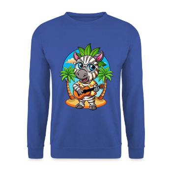 Lustige Zebra Cartoon Sommer Strand Sonnenbrille Gitarre - Unisex Pullover - Royalblau - Vorne - Alina (178cm) & Michal (187cm)