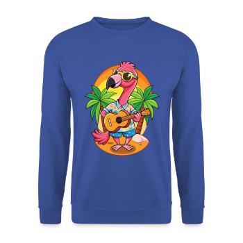 Lustige Flamingo Cartoon Sommer Strand Sonnenbrille - Unisex Pullover - Royalblau - Vorne - Alina (178cm) & Michal (187cm)