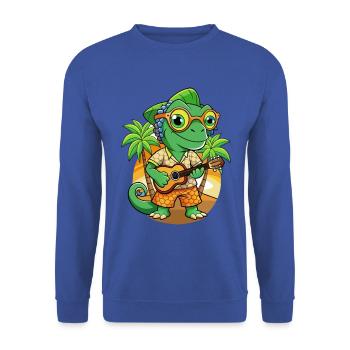 Lustige Chamäleon Cartoon Sommer Strand Sonnenbrille - Unisex Pullover - Royalblau - Vorne - Alina (178cm) & Michal (187cm)