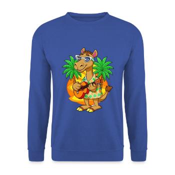 Drôle Camel Dessin animé Plage d’été Lunettes de soleil Guitare - Sweat-shirt Unisexe - bleu royal - Devant - Alina (178cm) & Michal (187cm)