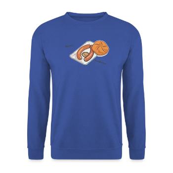 Frankfurter versus Wiener Würstchen - Unisex Pullover - Royalblau - Vorne - Alina (178cm) & Michal (187cm)