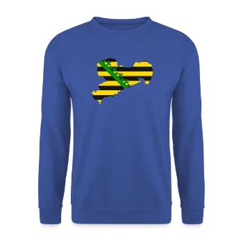 Sachsen Land wappenfarbig - Unisex Pullover - Royalblau - Vorne - Alina (178cm) & Michal (187cm)