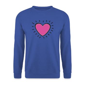 Pink Heart Burst Logo - Unisex Pullover - Royalblau - Vorne - Alina (178cm) & Michal (187cm)