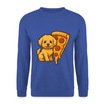 Maltipoo & Pizza – Lustiger Food-Hund - Unisex Pullover - Royalblau - Vorne - Alina (178cm) & Michal (187cm)
