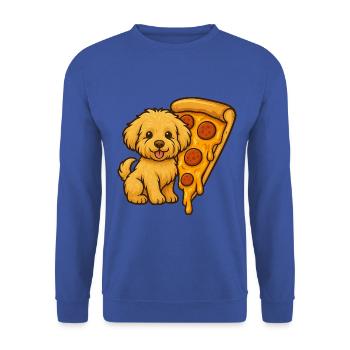 Maltipoo & Pizza – Lustiger Food-Hund - Unisex Pullover - Royalblau - Vorne - Alina (178cm) & Michal (187cm)