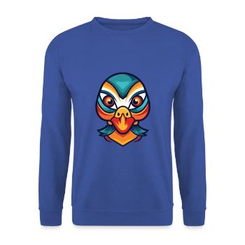 Mandarinente Bunte Aquarell-Tier-Karikatur - Unisex Pullover - Royalblau - Vorne - Alina (178cm) & Michal (187cm)