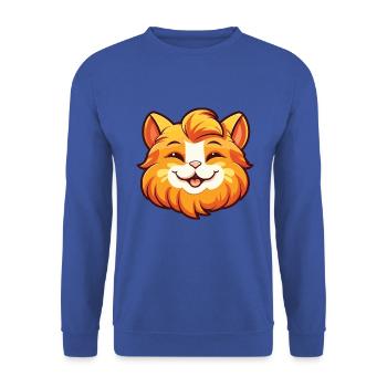 Ingwer Langhaar Katze Karikatur Aquarell Clipart - Unisex Pullover - Royalblau - Vorne - Alina (178cm) & Michal (187cm)