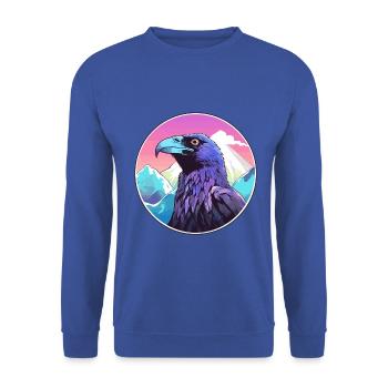 Krähe Aquarell Karikatur Kawaii Haustier Tier Bunt - Unisex Pullover - Royalblau - Vorne - Alina (178cm) & Michal (187cm)