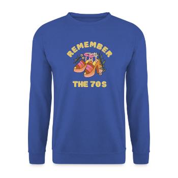 Erinnern Sie sich an die 70er Jahre - Unisex Pullover - Royalblau - Vorne - Alina (178cm) & Michal (187cm)