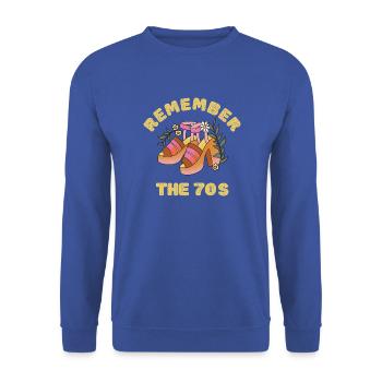 Erinnern Sie sich an die 70er Jahre - Unisex Pullover - Royalblau - Vorne - Alina (178cm) & Michal (187cm)