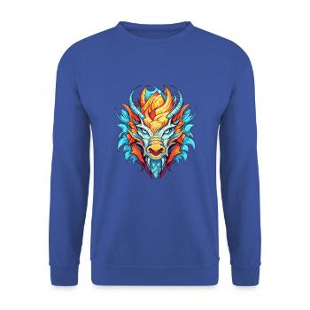 Drache Buntes Aquarell Cartoon Kawaii Tier - Unisex Pullover - Royalblau - Vorne - Alina (178cm) & Michal (187cm)