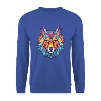 Wolf buntes Aquarell Tier Haustier Illustration - Unisex Pullover - Royalblau - Vorne - Alina (178cm) & Michal (187cm)