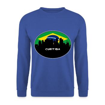 Curitiba Brasilien Flagge Skyline Silhouette Reisen - Unisex Pullover - Royalblau - Vorne - Alina (178cm) & Michal (187cm)