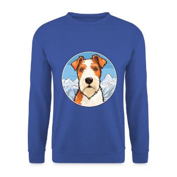 Draht Foxterrier Hunderasse Karikatur Kawaii Watercol - Unisex Pullover - Royalblau - Vorne - Alina (178cm) & Michal (187cm)