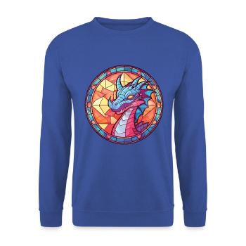 Drache Buntes Aquarell Tier Haustier Illustration - Unisex Pullover - Royalblau - Vorne - Alina (178cm) & Michal (187cm)