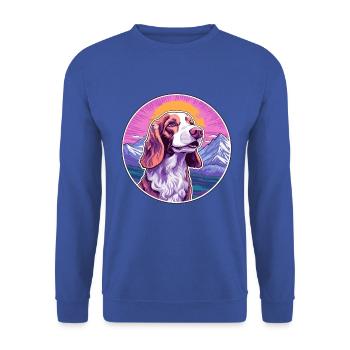 Irischer roter und weißer Setter Hund Rasse Cartoon Kawai - Unisex Pullover - Royalblau - Vorne - Alina (178cm) & Michal (187cm)