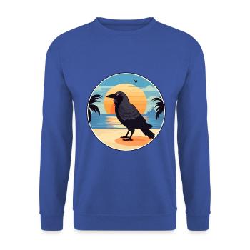 Krähe lustige Karikatur Kawaii Strand Illustration - Unisex Pullover - Royalblau - Vorne - Alina (178cm) & Michal (187cm)